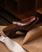 Brown Italian Leather Handcrafted Slip On Penny Loafers - Loafers