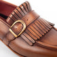 Brown  Italian Leather Lysandra Tassel Loafers With Monk Strap - Loafers Shoes