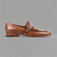 Brown  Italian Leather Lysandra Tassel Loafers With Monk Strap - Loafers Shoes