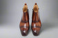 Brown Italian Leather Toe Cap Side-Zip Ankle Boots - Chelsea Boots