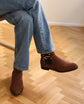 Brown Italian Suede Leather Buckle Chelsea Boots - Boots