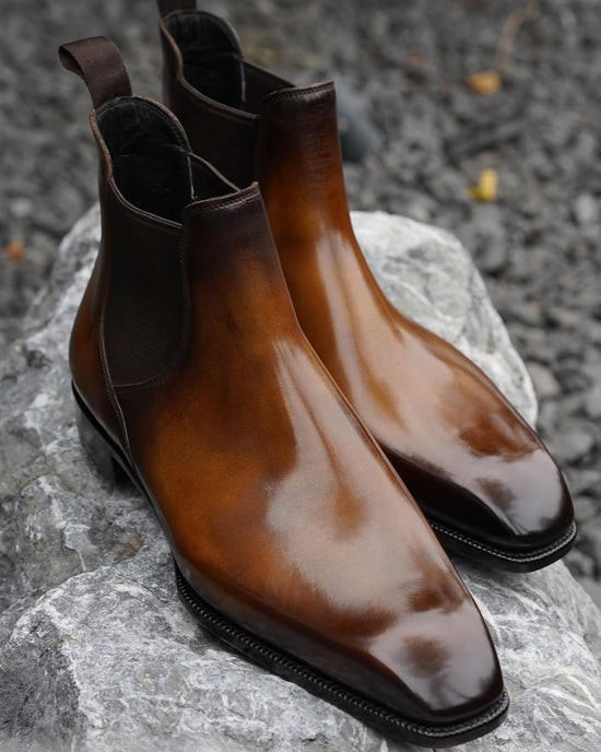 Brown Leather Alvor Slip On Chelsea Boots - Boots