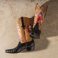 Brown Leather And Black Alligator Barstow Slip On Western Cowboy Boots With Dancing Skeleton - Cowboy Boots