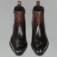 Brown Leather And Blackish Brown Croc  Draven Zipper Boots - Boots