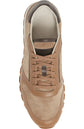 Brown Leather And Suede Leather Lace Up Running Sneaker Shoes - Sneaker Shoes