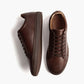 Brown Leather Low Top Lace Up Sneakers with Brown Sole - Sneaker Shoes