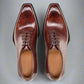 Pair of brown dress shoes on a white background