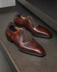 Brown Leather Patina And Suede Lysander Brogue Oxfords - Formal Shoes