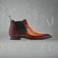 Brown Leather Slip-On Chelsea Boots - Boots