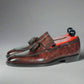 Brown Leather Slip On Lysander Tassel Loafers - Loafers