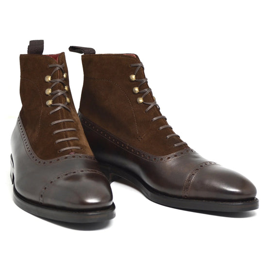 Brown Leather & Suede Clifton Lace Up Boots - Boots