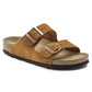 Brown Suede Leather Ease Comfort Slippers with Buckle - Slippers