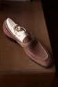 Brown Suede Leather Ibiza Slip On Crossed Component Loafers - Loafers
