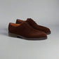 Pair of brown suede dress shoes on a white background