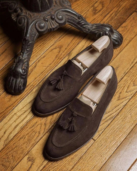 Brown Suede Lysandra Tassel Loafers - Loafers Shoes