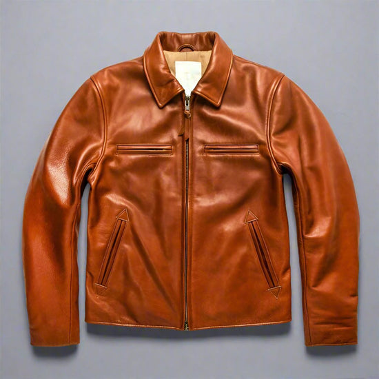 Brown Whiskey Leather Moto Jacket - Leather Jackets