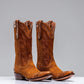 Buckskin Suede Brown Italian Leather Bastrop Slip On Zipper Western Cowboy Boots - Cowboy Boots
