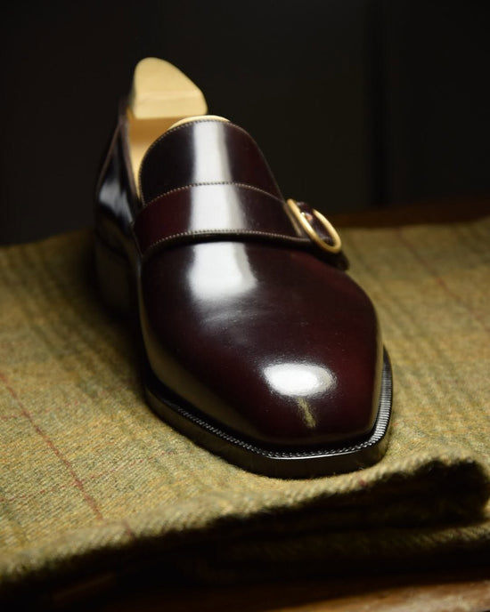 Burgundy Italian Leather  Monkstrap Loafers Shoes - Formal shoes - Monk Shoes