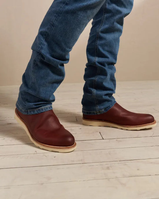 Burgundy Leather Beasley Slip On Zipper Western Cowboy Rubber Sole Boots - Cowboy Boots
