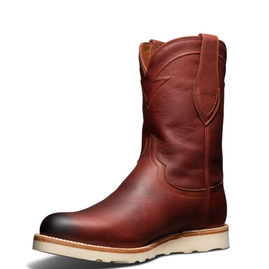 Burgundy Leather Beasley Slip On Zipper Western Cowboy Rubber Sole Boots - Cowboy Boots