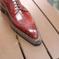 Burgundy Leather Sharp Wingtip Oxfords Lace Up Formals - Formal Shoes - FW2