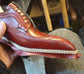Burgundy Leather Sharp Wingtip Oxfords Lace Up Formals - Formal Shoes - FW2