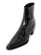 Black Patent Leather Slip On Chelsea With Zipper Pointed Boots - Boots