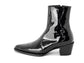 Black Patent Leather Slip On Chelsea With Zipper Pointed Boots - Boots
