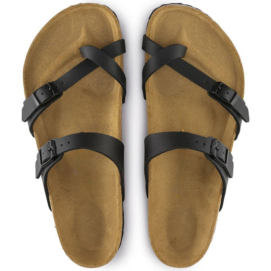 Classic Black Leather Double Strip Ease Comfort Slippers - Slippers