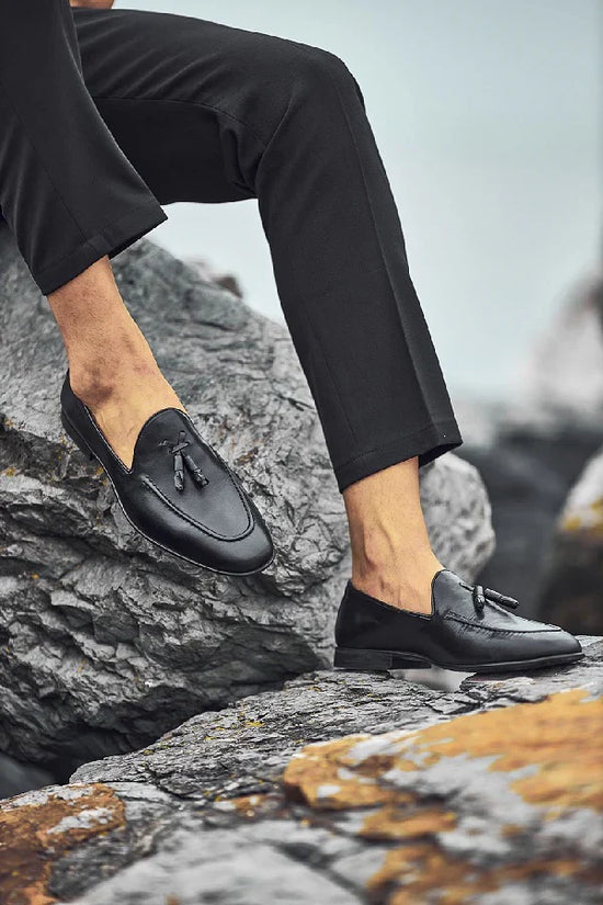 Classic Black Penny Tassel Loafers - Loafer Shoes