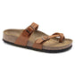 Classic Brown Leather Double Strip Ease Comfort Slippers - Slippers