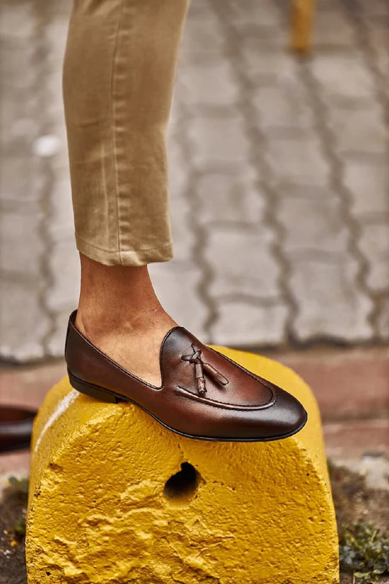 Classic Brown Tassel Loafers- Loafers shoes