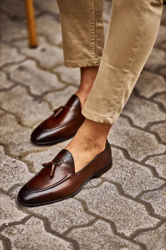 Classic Brown Tassel Loafers- Loafers shoes