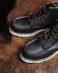 Classic Moc Toe Black Mens Boots lace up Leather Boots - Boots