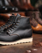 Classic Moc Toe Black Mens Boots lace up Leather Boots - Boots