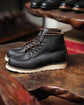 Classic Moc Toe Black Mens Boots lace up Leather Boots - Boots