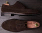 Dark Brown Italian Suede Leather Brogue Wingtip Round Toe Goodyear Welted Oxfords - Formal Shoes