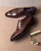 Dark Brown Leather Wingtip Oxfords Lace Up Formals - Formal Shoes