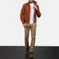 Eaton Brown Suede Leather Bomber Jacket - Leather Jacket