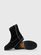 Black Italian Suede Leather Round Toe Tanker Zipper Boots - Boots