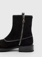 Black Italian Suede Leather Round Toe Tanker Zipper Boots - Boots