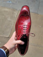 Italian Red Leather Wingtip Modena Lace Up Formals With Fiddle Back Sole - Formals Shoes