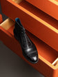 Black Leather And Black Suede Leather Barletta Lace Up Brogue Toe Cap Oxford Boot - Boots