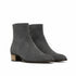 Pair of gray ankle boots on a white background