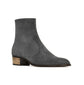 Gray suede ankle boot on a white background