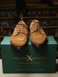 Tan Italian Suede Leather Derby Lace Up Shoes - Formal Shoes