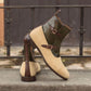 Green Italian Leather Campinas Slip On Zipper Boots With Beige Suede Leather Patina - Boots