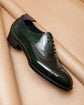 Green Leather Isolde Brogue Toe Cap Oxfords - Formal Shoes