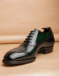 Green Leather Isolde Brogue Toe Cap Oxfords - Formal Shoes