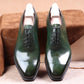 Green Leather  Whole Cut Oxfords with Poined Toe - Formal Shoes